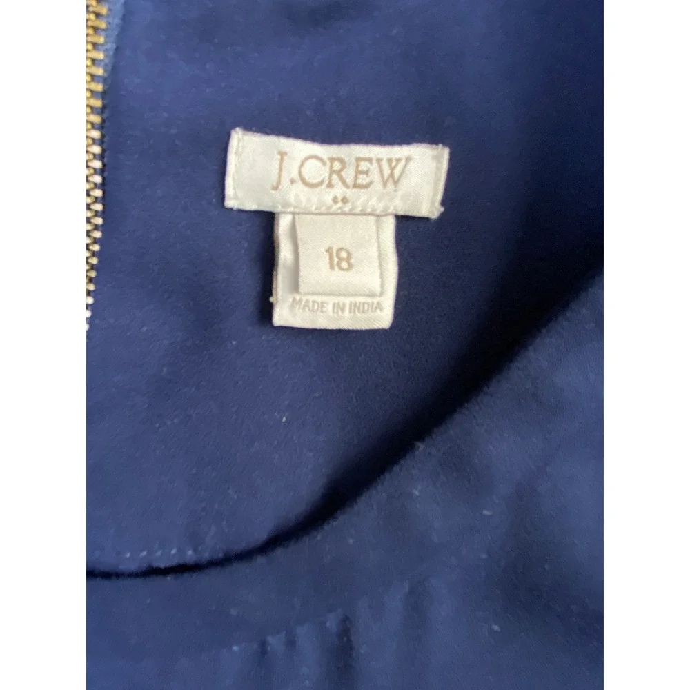 J. Crew Navy Blue Flutter Sleeve Blouse Top Size 18 C1847 Ruffle Back Zip Mens